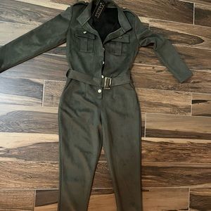 Green velvet jumpsuit